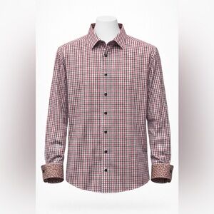 Men’s Red Checkered Dress Shirt – Size 4XL